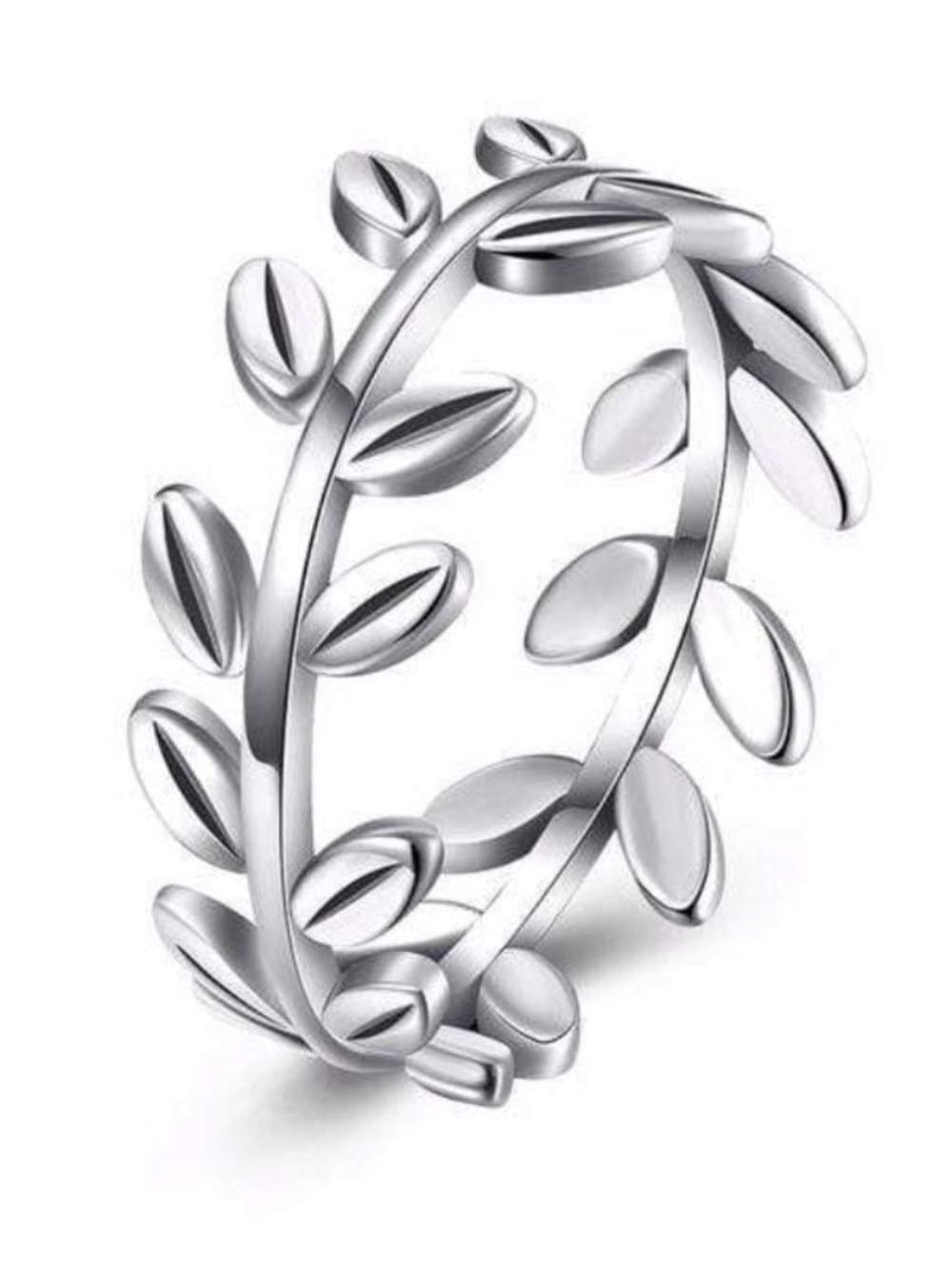 Womens Sterling Silver .925 Leaf Band Ring Size 7